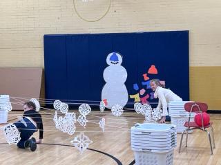 Student participating in winter themed activity 