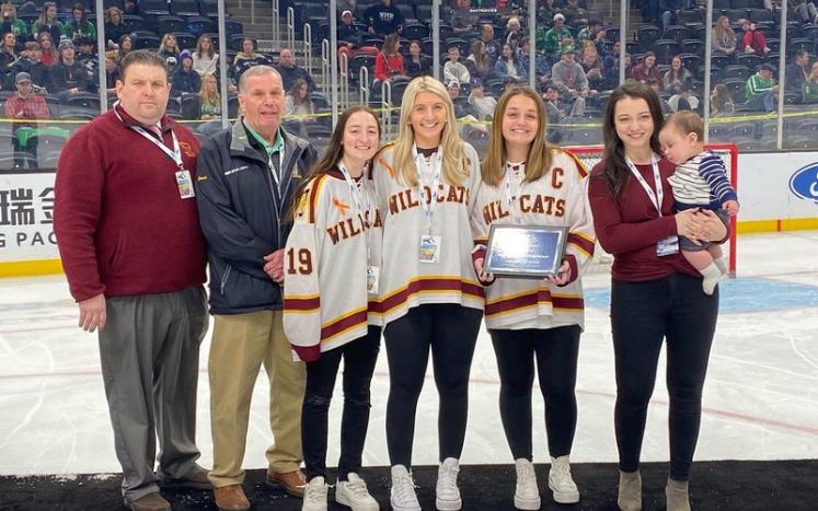 Weymouth Girls Hockey Coaches and Captains Accept the Mulloy Sportsmanship Award at TD Garden