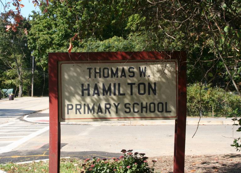 Hamilton school sign